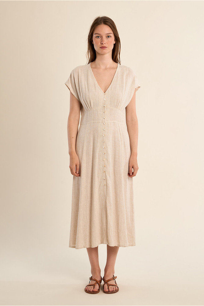 Robe mi-longue, boutonnée sur le devant
