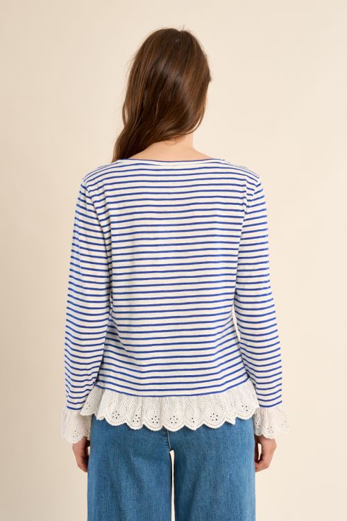 Camiseta de mujer de manga larga, estampado rayas.