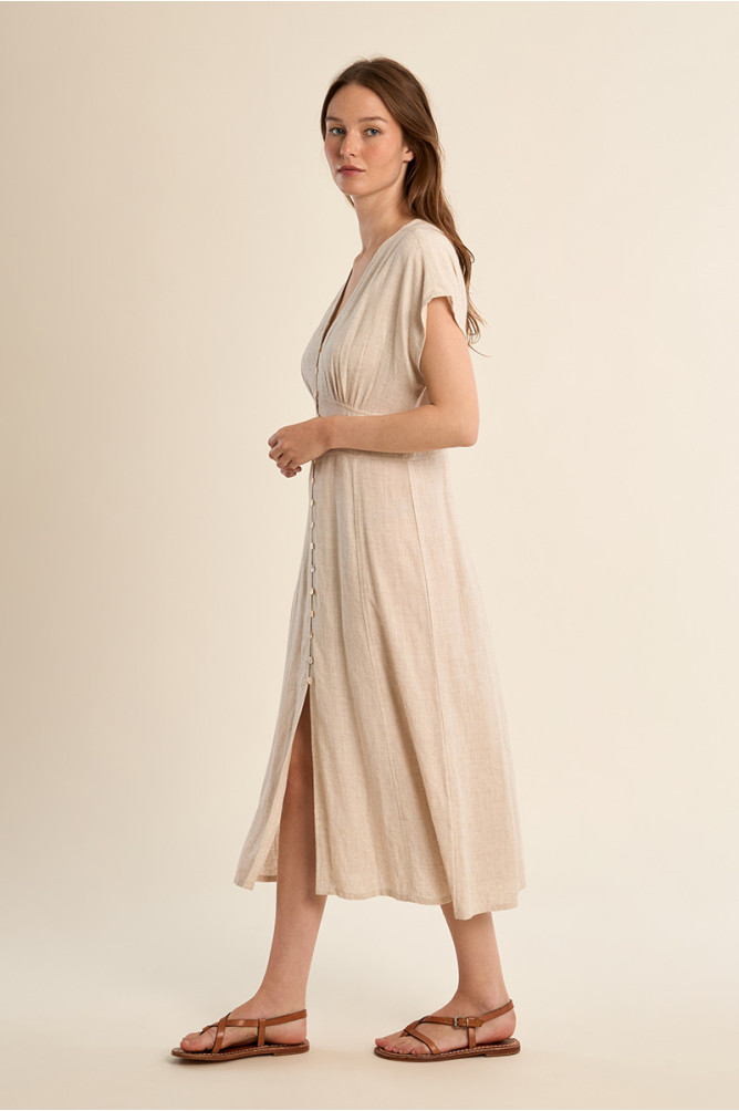 Robe mi-longue, boutonnée sur le devant