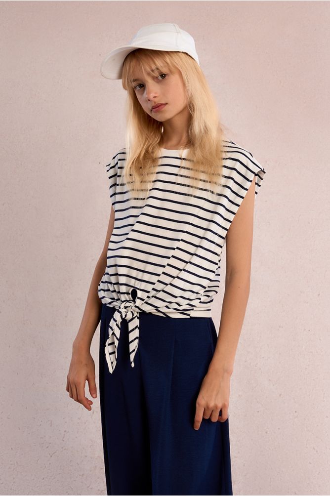 T-shirt rayé, à nouer
