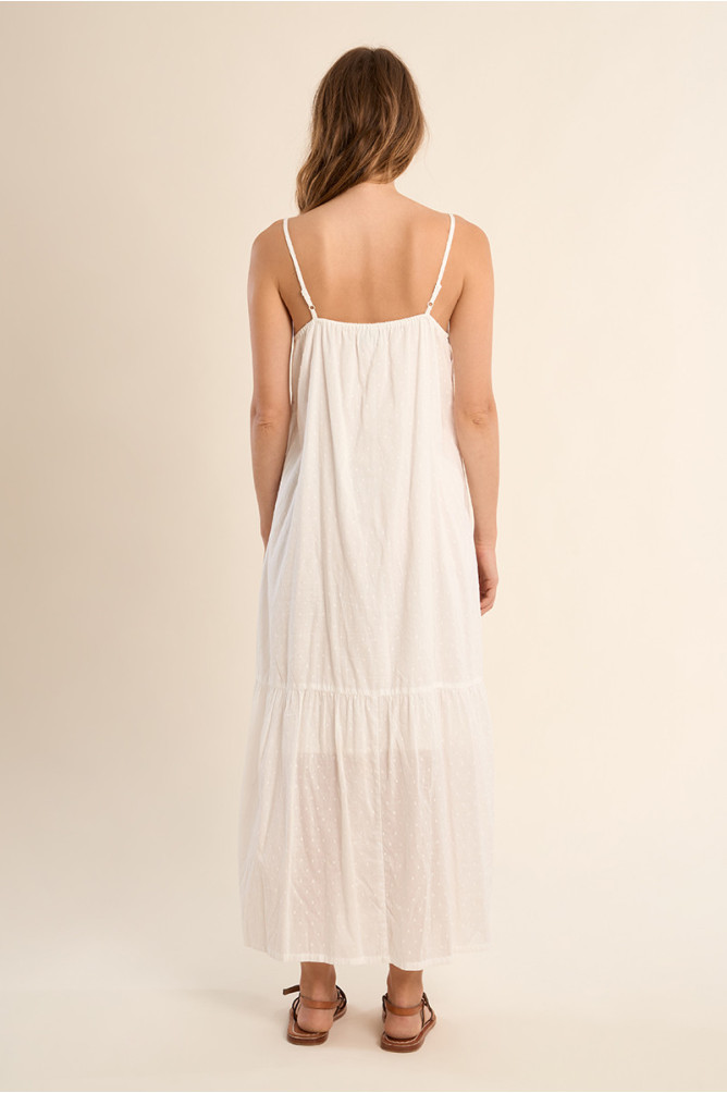 Long cotton dress, embroidered