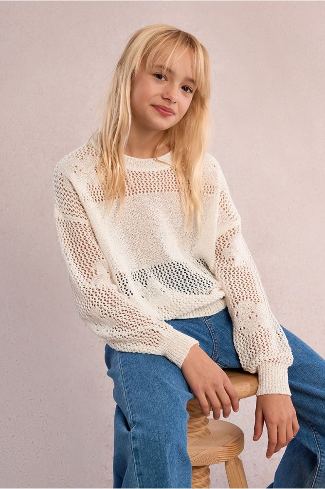 Knitted sweater, flower pattern