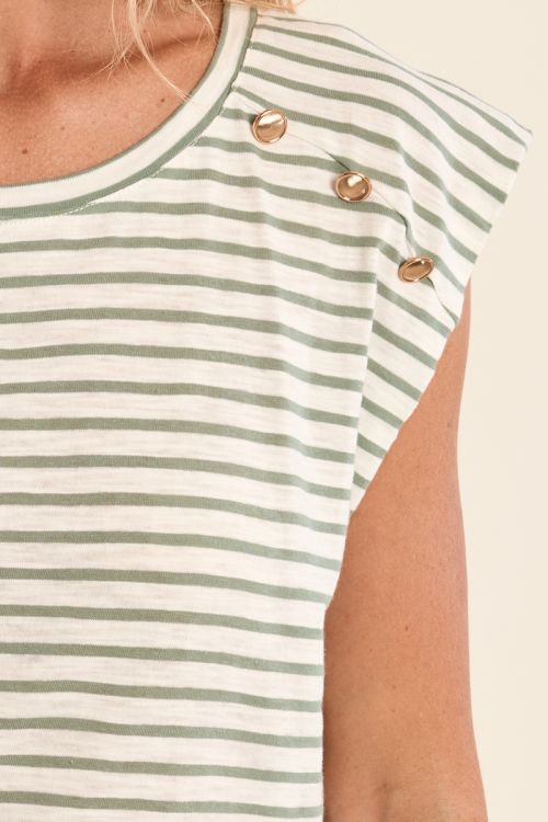 T-shirt marinière en coton avec boutons dorés