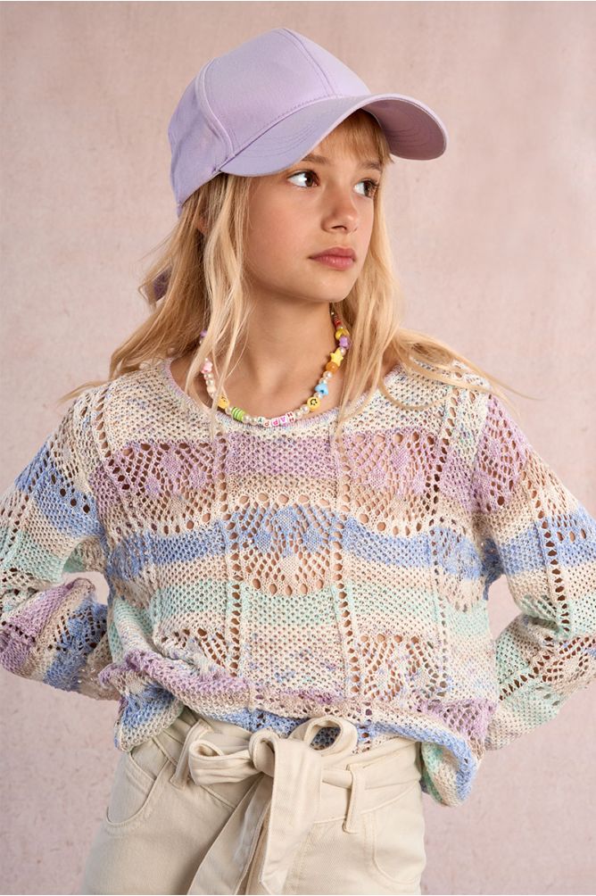 Jersey de niña de manga larga, corte recto.