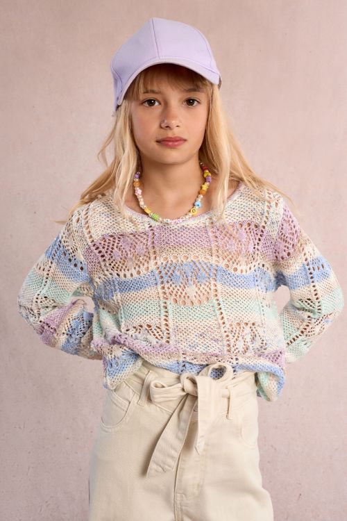 Jersey de niña de manga larga, corte recto.