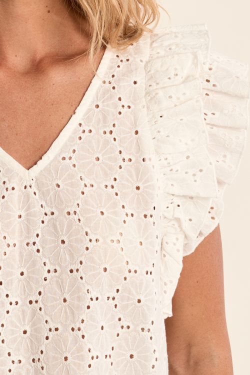 Top en coton, broderies anglaises