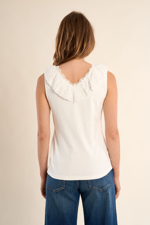 Tank top, broderie anglaise collar