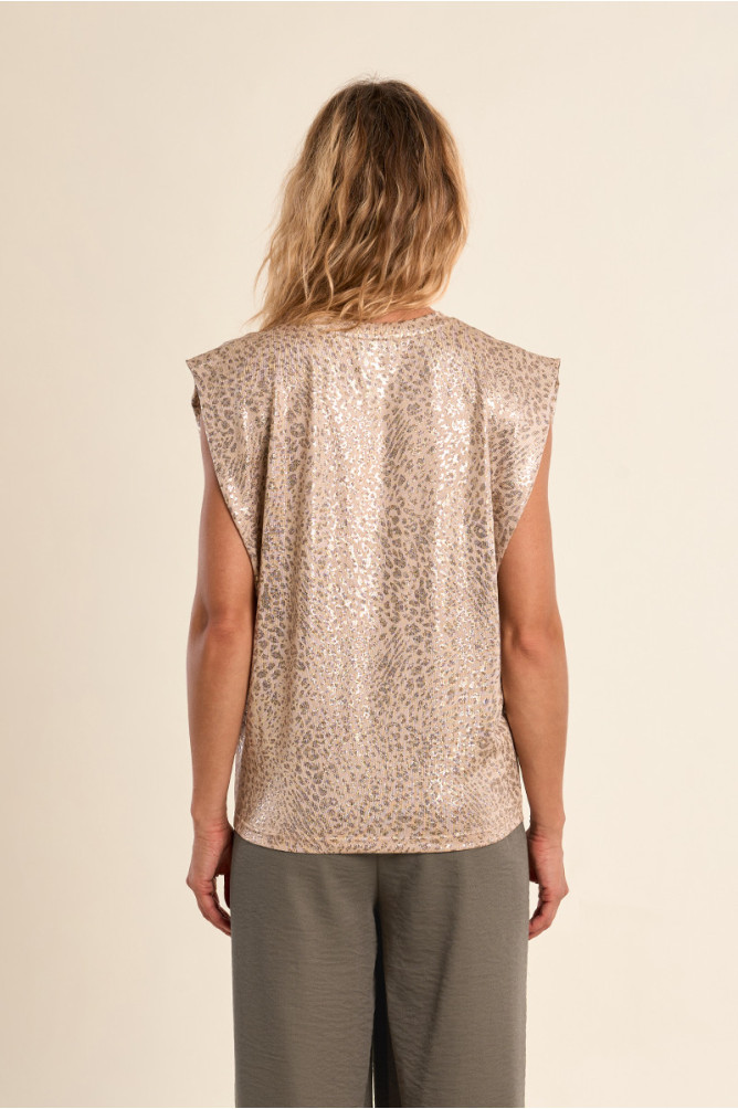 T-shirt imprimé à larges épaulettes