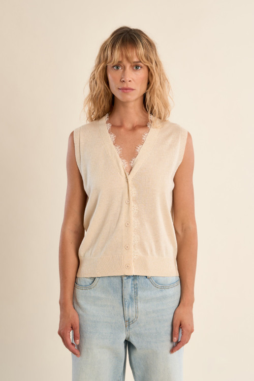 Gilet sans manches, col V
