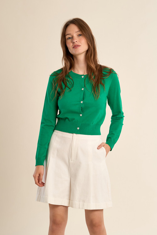 Gilet boutonné, détails cœurs