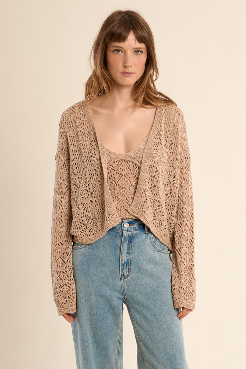 Cardigan en maille ajourée