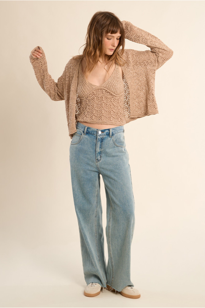 Cardigan en maille ajourée