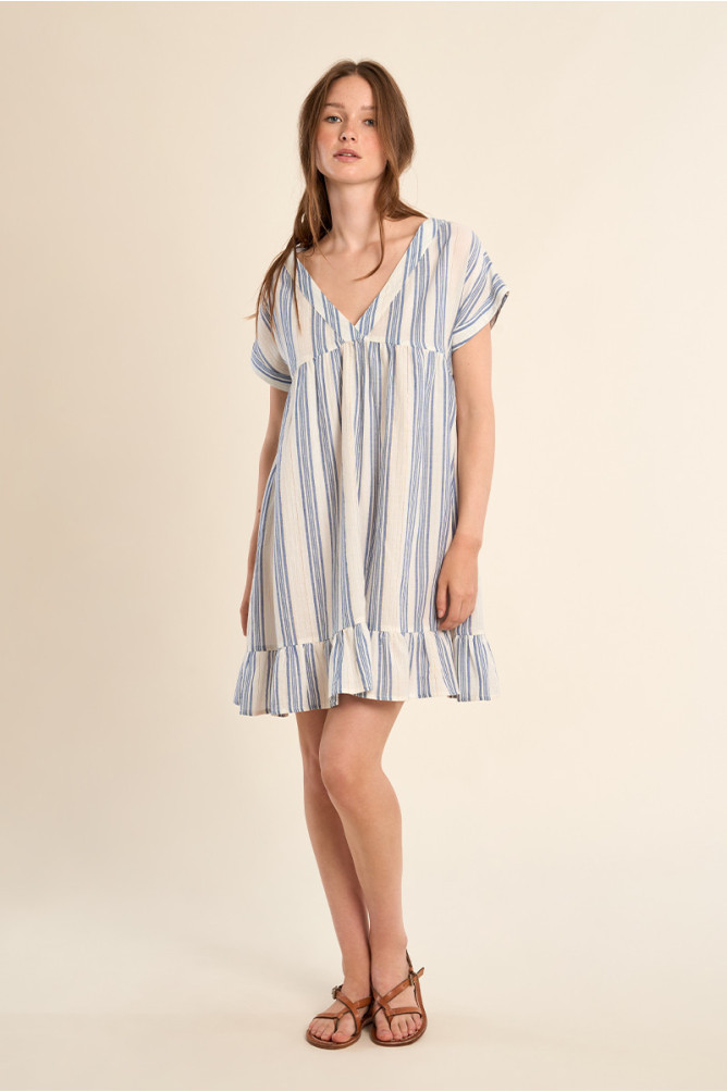 Robe en coton, rayée