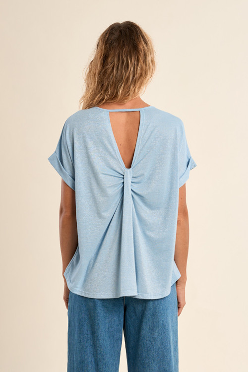 T-shirt casual, ouverture dans le dos 