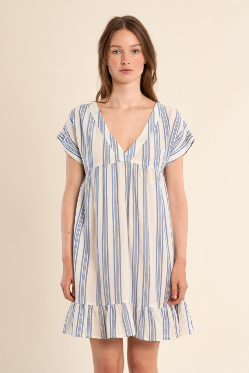 Robe en coton, rayée