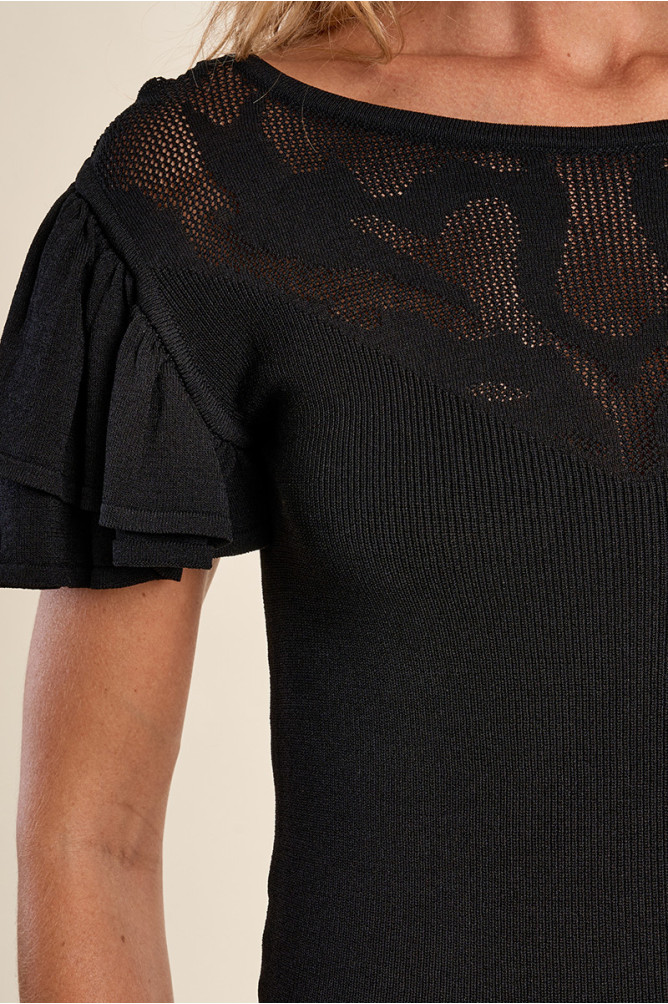 T-shirt avec col en semi-transparence