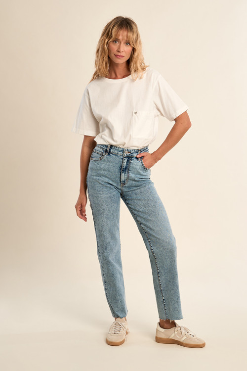 Denim droit, taille haute