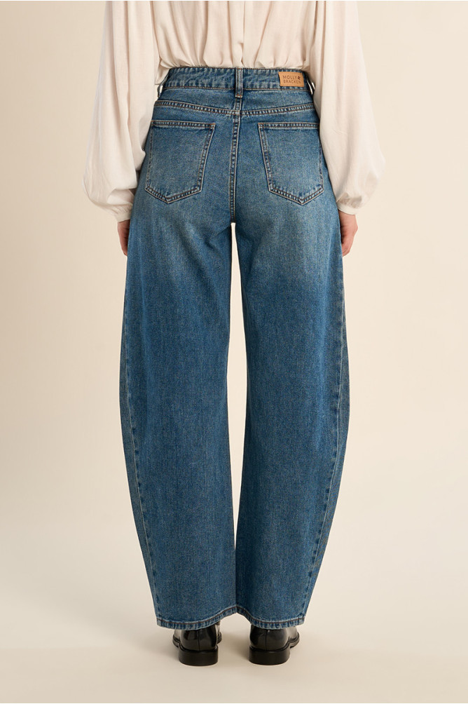 Jean barrel, taille haute