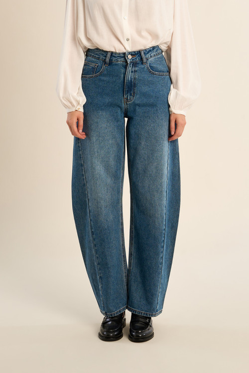 Jean barrel, taille haute