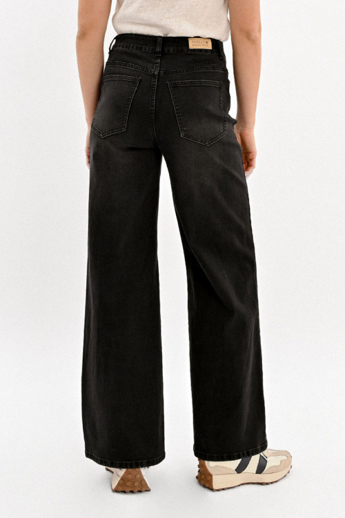 Jeans large à la taille haute