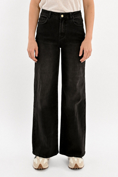 Jeans large à la taille haute