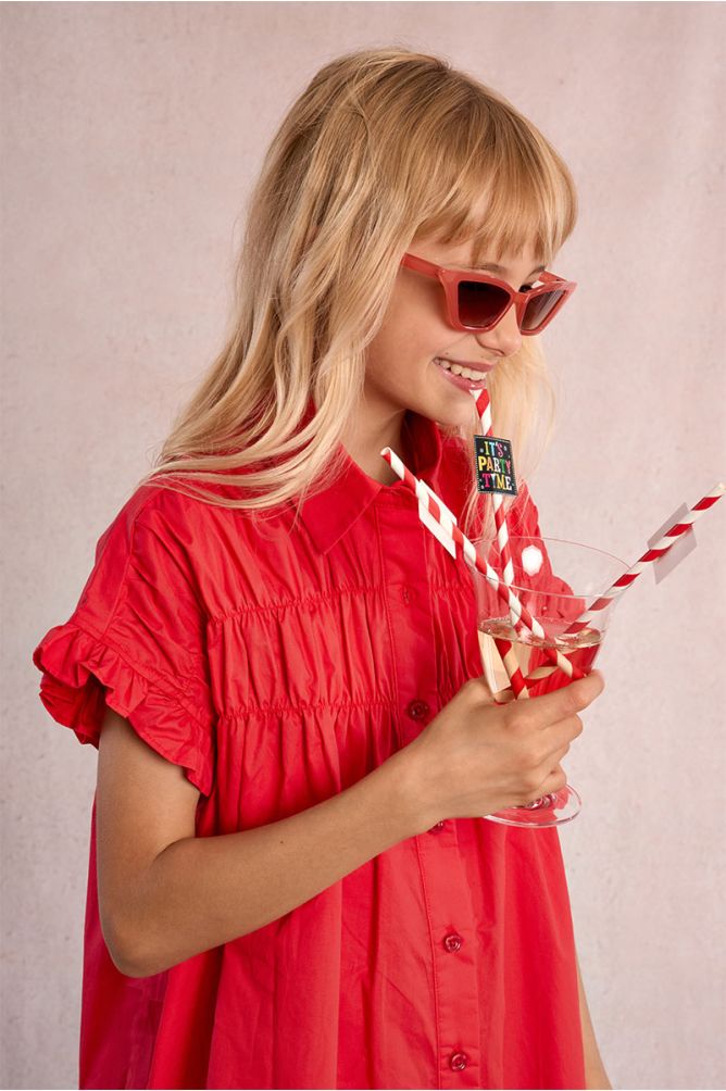 Smocked shirt dress