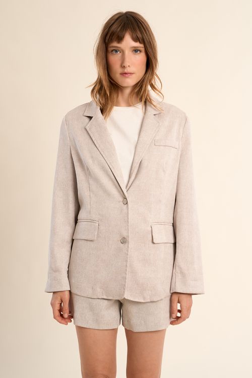 Blazer de mujer de manga larga, bolsillos frontales.