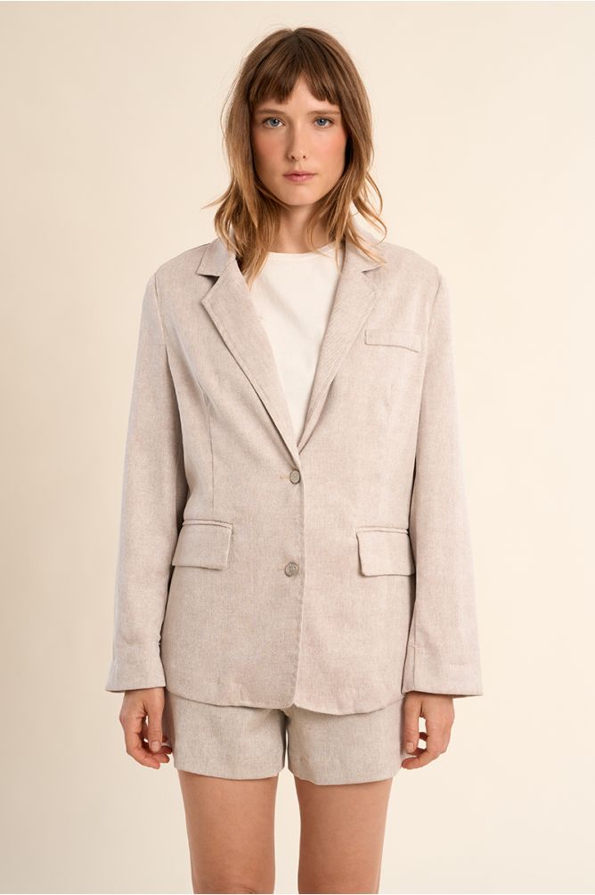 Blazer de mujer de manga larga, bolsillos frontales.