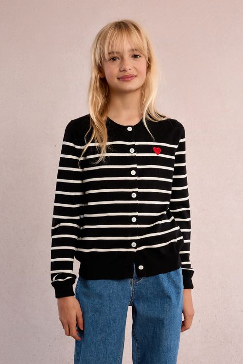 Cárdigan de niña de manga larga, estampado rayas.