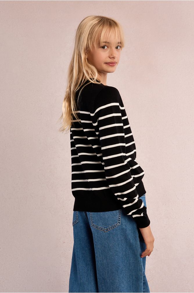Cárdigan de niña de manga larga, estampado rayas.