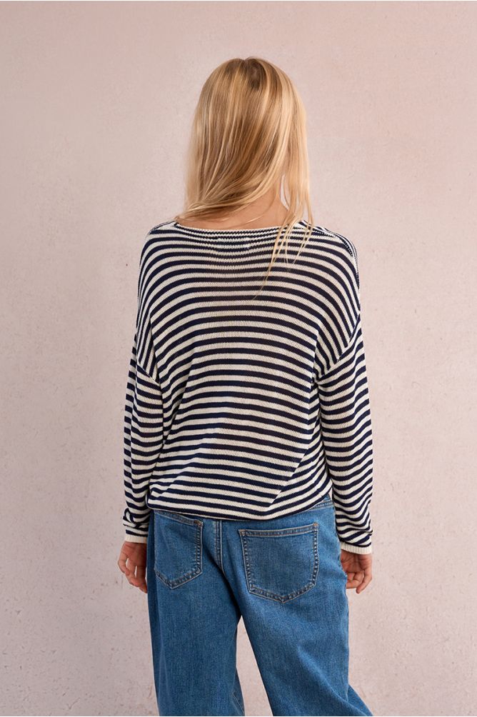Jersey de niña de manga larga, estampado rayas.