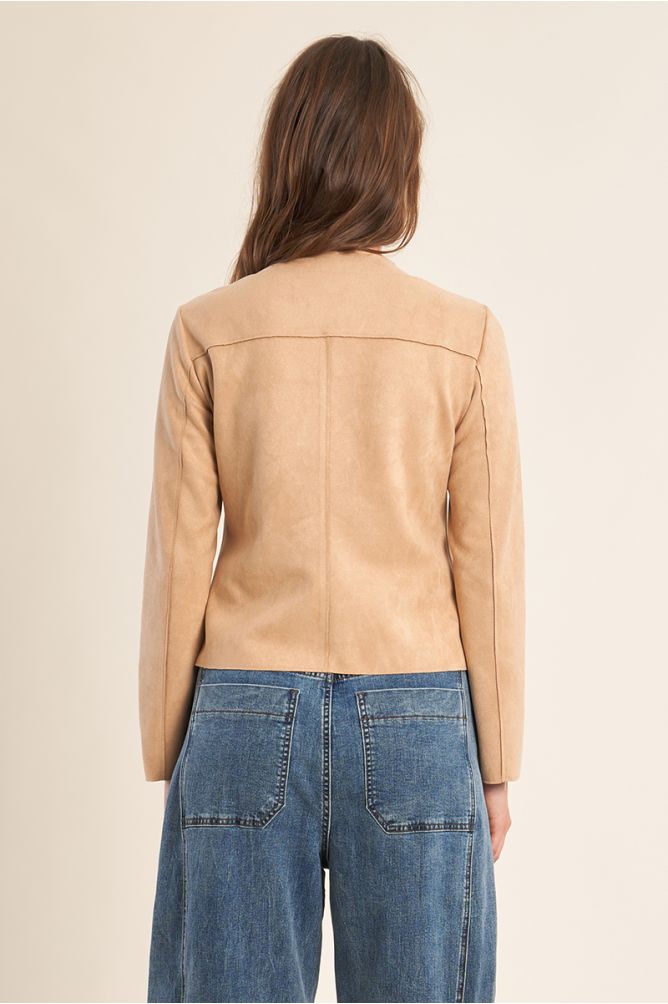 Chaqueta de mujer de manga larga, de antelina.