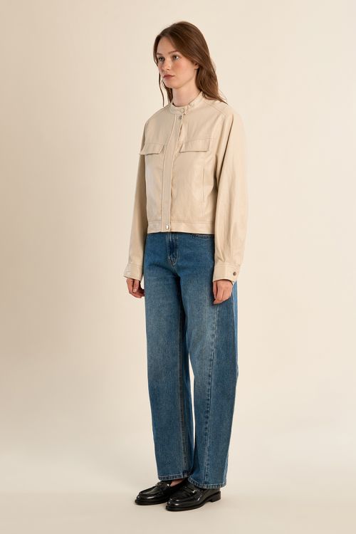 Short mortard jacket, imitation leather effect