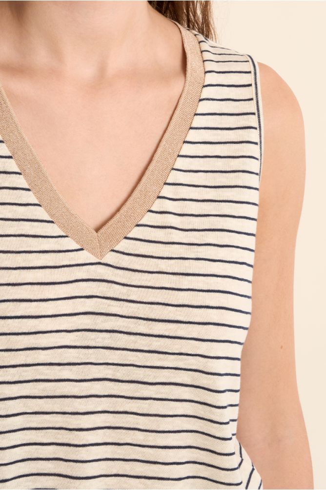 Tank top with wide straps, sailor shirt