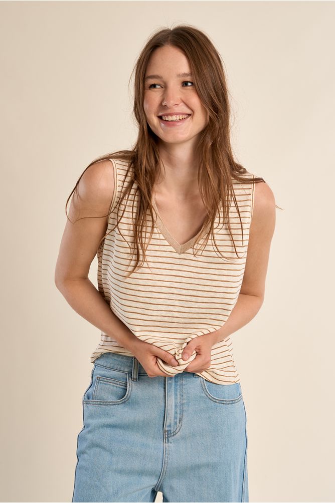 Tank top with wide straps, sailor shirt