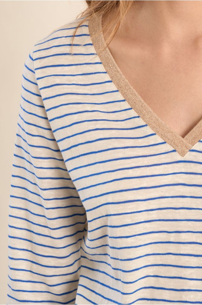 T-shirt marinière, col V