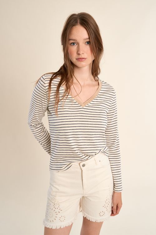 T-shirt marinière, col V