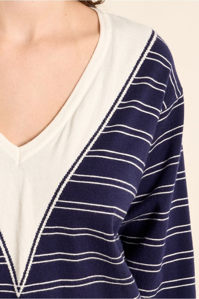 Jersey de mujer de manga larga, estampado rayas.
