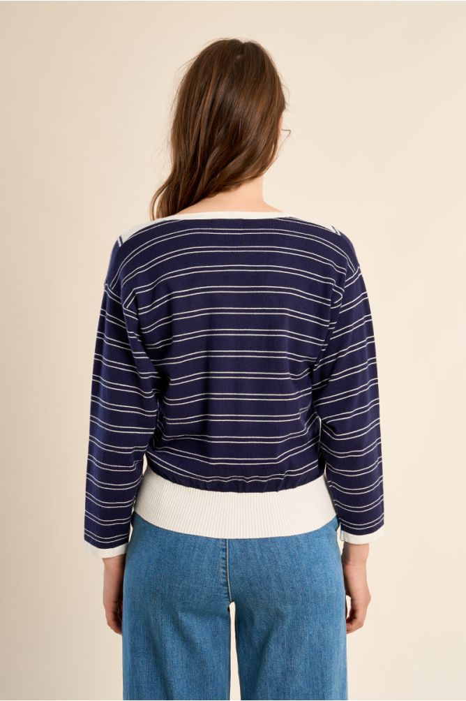 Jersey de mujer de manga larga, estampado rayas.