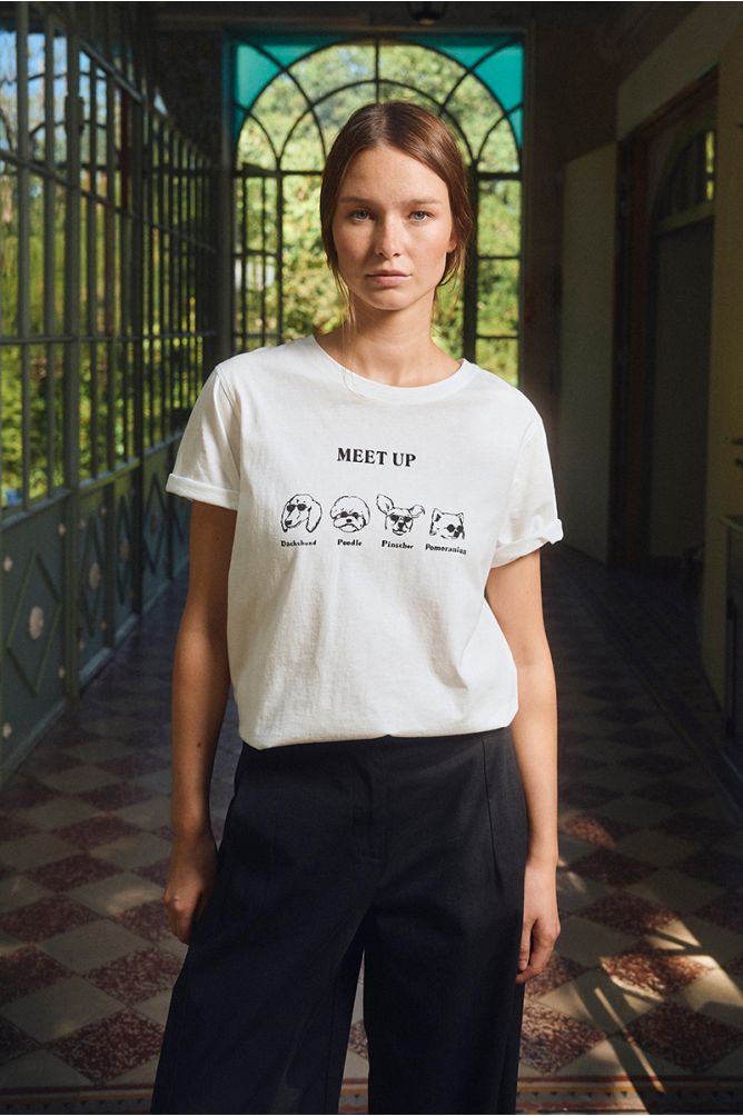 T-shirt droit à illustration