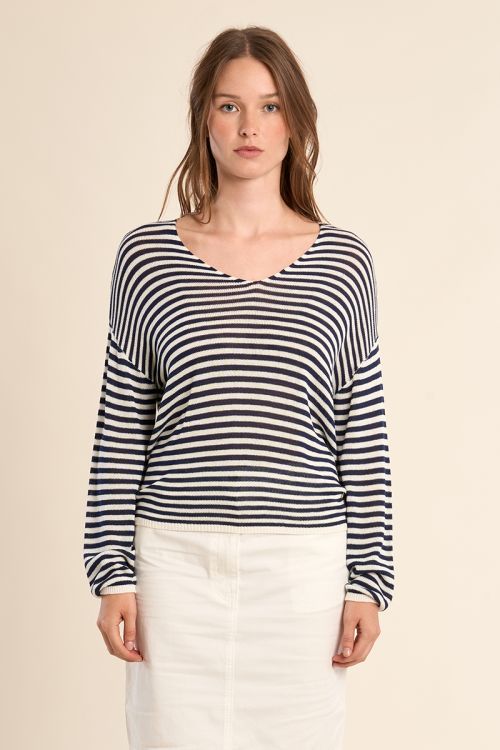 Jersey de mujer de manga larga, estampado rayas.