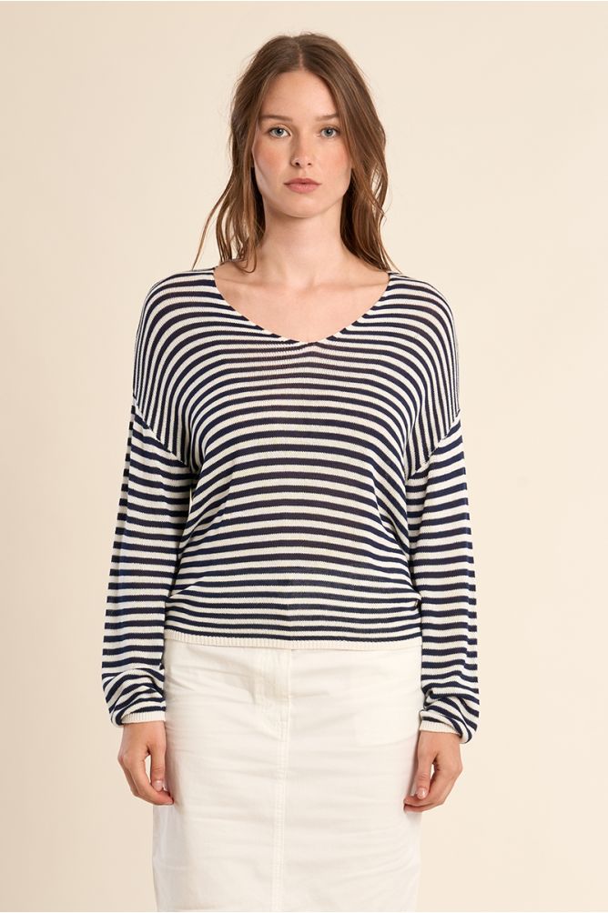 Long-sleeved knit, sailor shirt