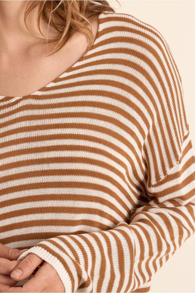 Jersey de mujer de manga larga, estampado rayas.