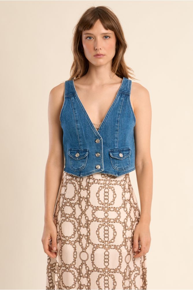 Denim jacket, V-neck