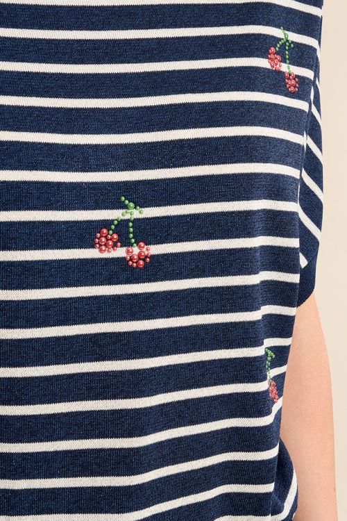 Maille manches courtes marinière et cerises