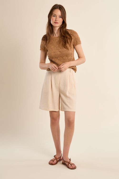 Short-sleeved crochet knit