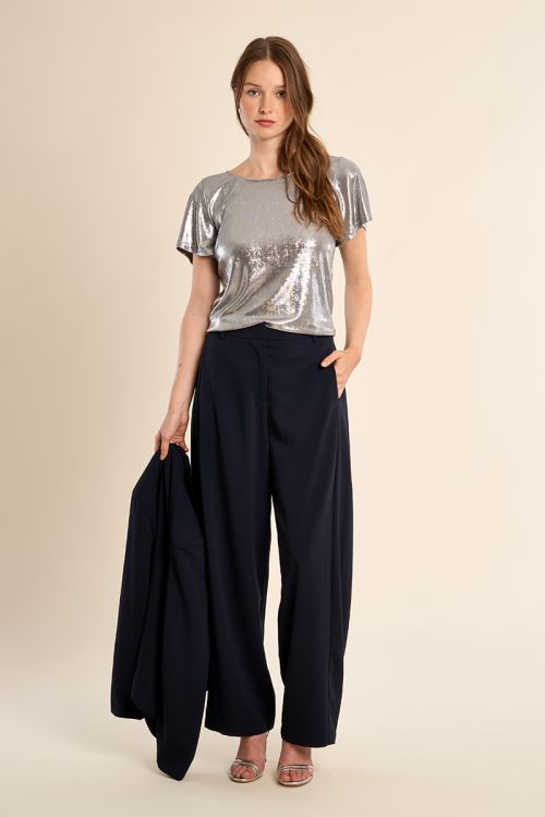 T-shirt dos nu, effet métallisé