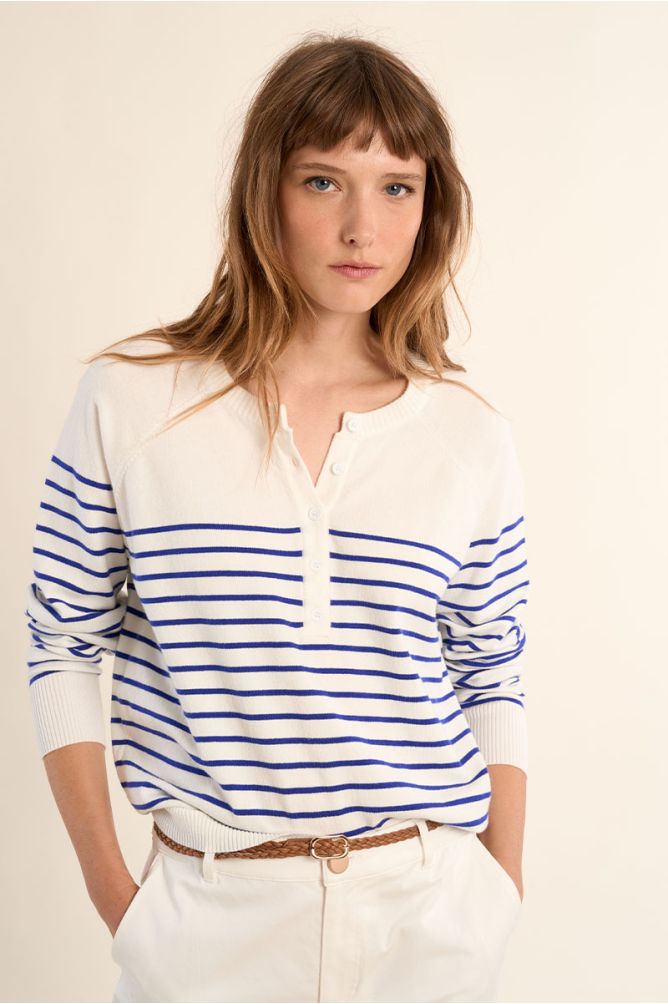 Jersey de mujer de manga larga, estampado rayas.
