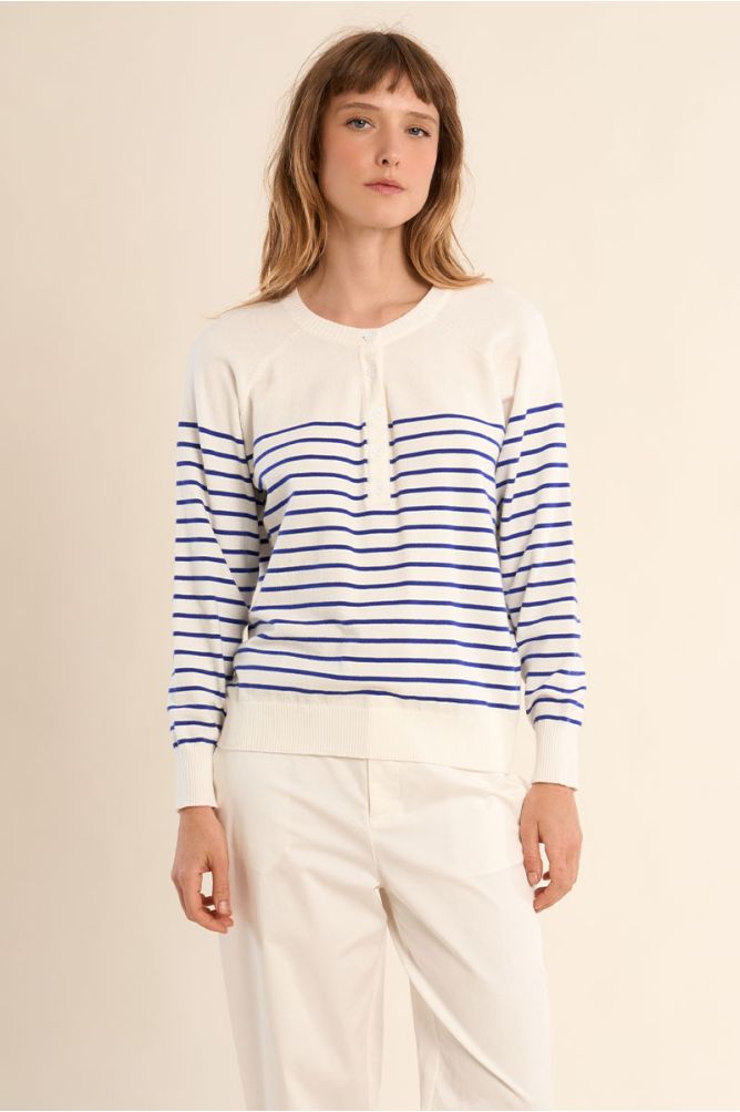 Jersey de mujer de manga larga, estampado rayas.