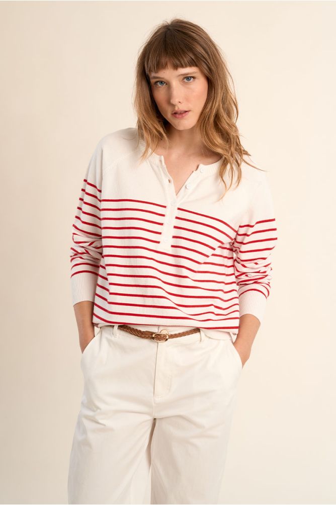 Jersey de mujer de manga larga, estampado rayas.